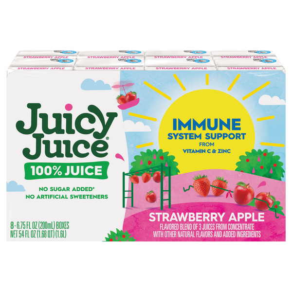 Juicy Juice Immune System Support Strawberry Apple Juice - 8 pk