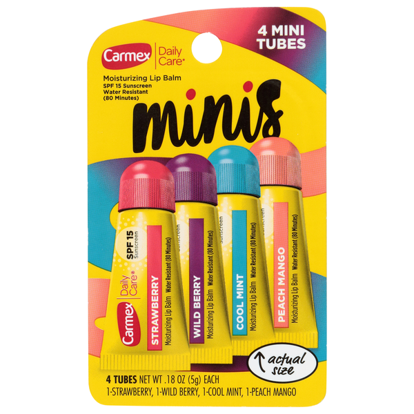 Carmex Lip Balm Moisturizing SPF 15 Assorted Flavors Minis - 4 ct