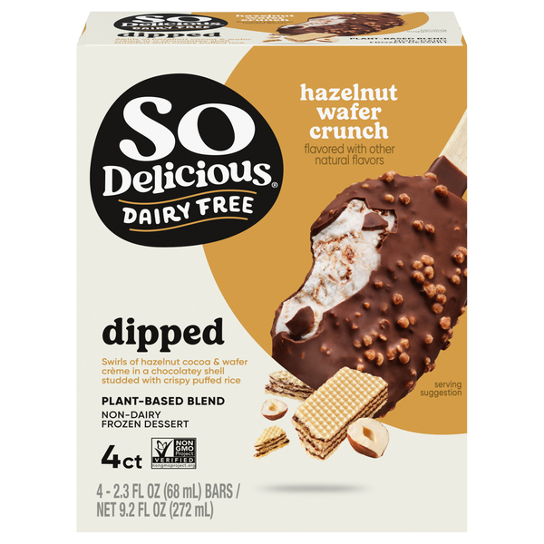 So Delicious Dairy Free Hazelnut Wafer Crunch Frozen Dessert Bars - 4 ct