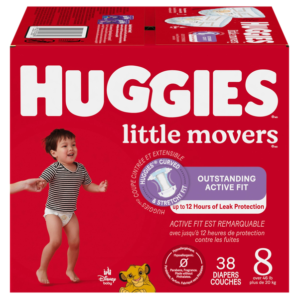 Huggies Little Movers Size 8 Baby Diapers 46+ lbs