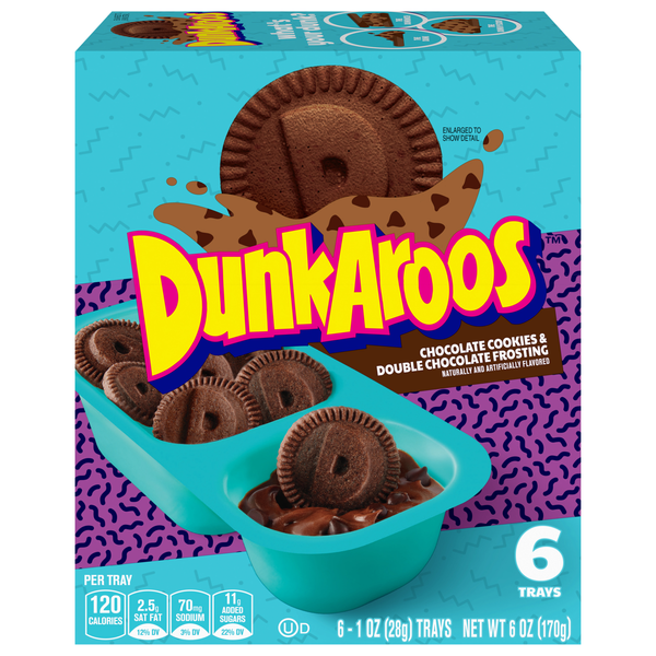 DunkAroos Chocolate Cookies & Double Chocolate Frosting Packs - 6 ct