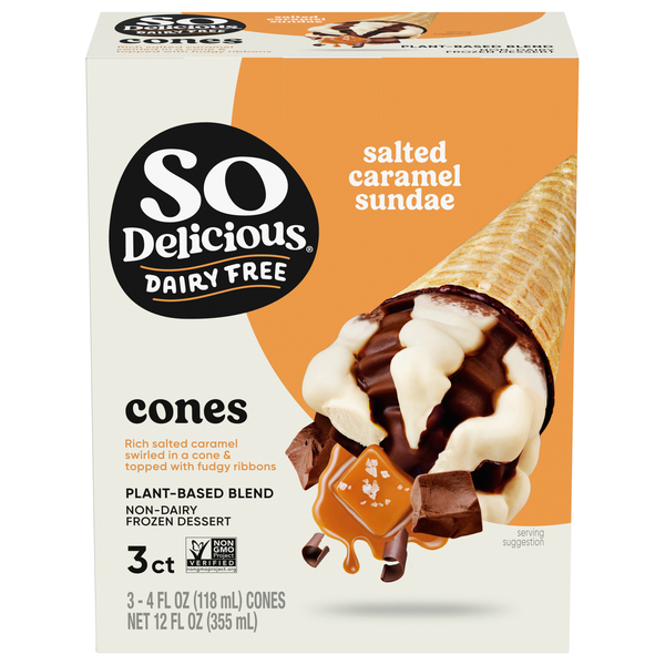 So Delicious Dairy Free Salted Caramel Sundae Cones - 3 ct