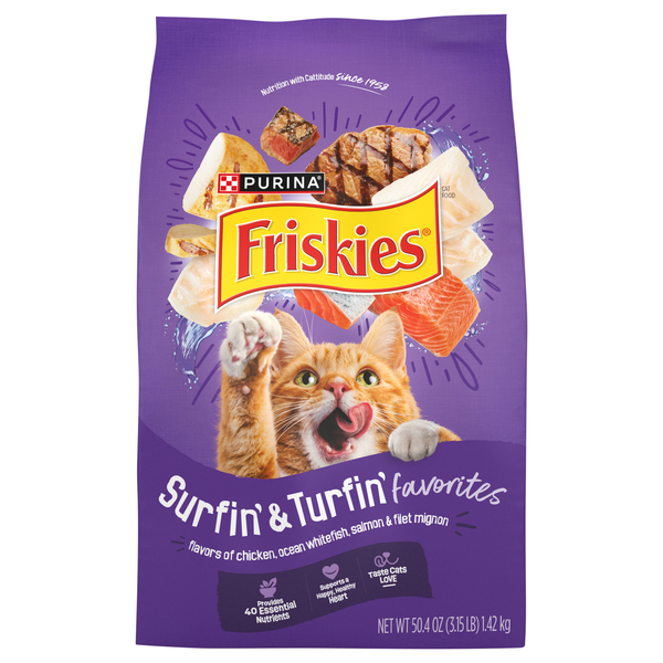 Friskies Surfin' & Turfin' Favorites Chicken Whitefish Salmon Dry Cat Food