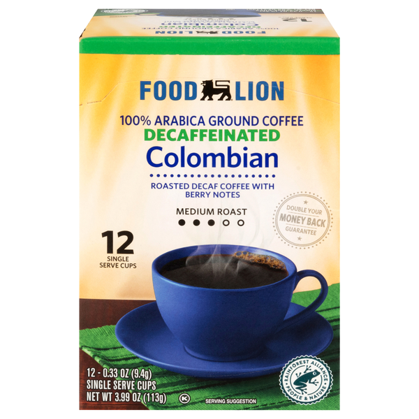 Food Lion Decaffeinated Colombian Medium Roast Single Serve Coffee Cups