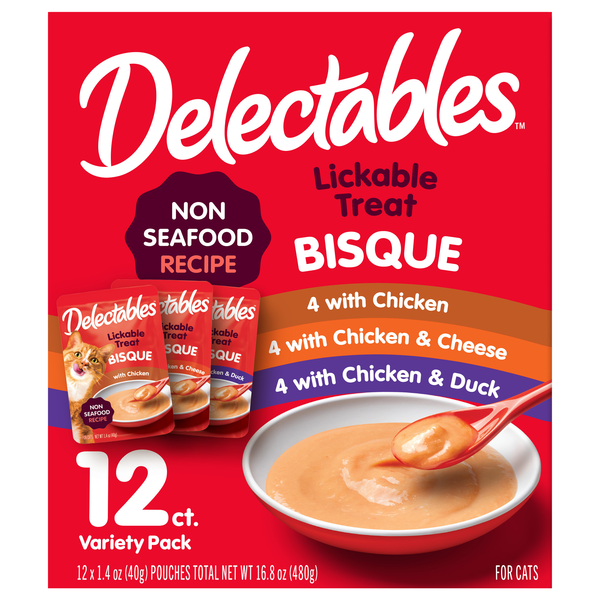 Delectables Bisque Non-Seafood Recipe Variety Lickable Cat Treat - 12 ct