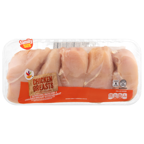 Our Brand Boneless Skinless Chicken Breasts w/Rib Meat Family Size Fresh
