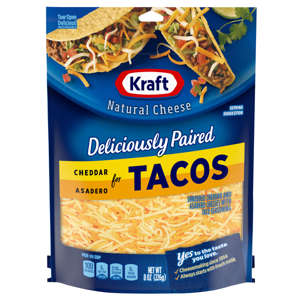 Kraft Natural Deliciously Paired Shredded Cheddar/Asadero Cheese for Tacos