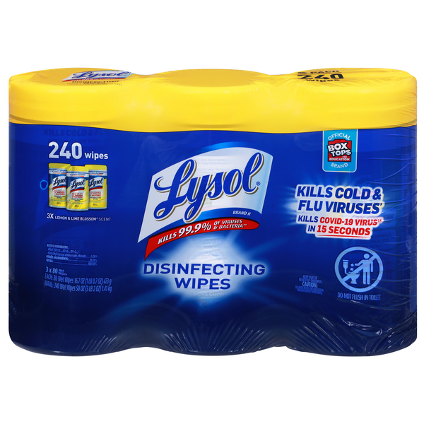 Save on Lysol Disinfecting Wipes Lemon & Lime Blossom 80 ct ea 3 pk