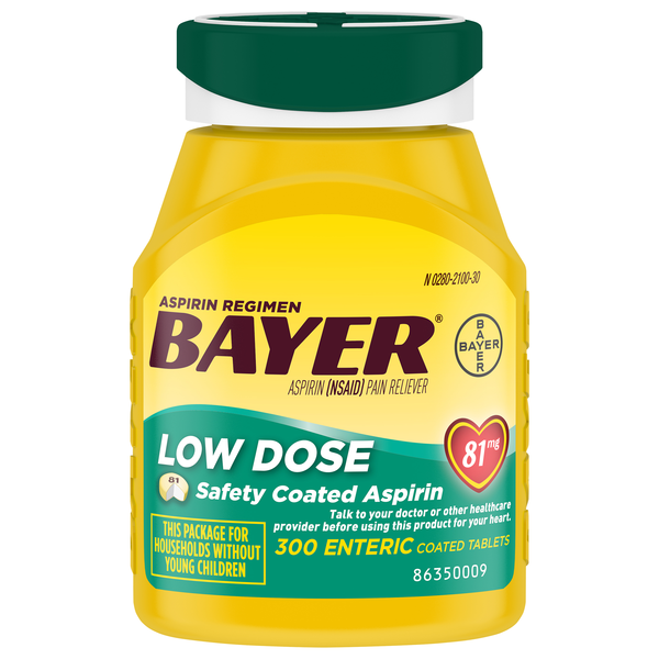 Bayer Low Dose Aspirin Regimen Pain Relief 81 mg Safety Coated Tablets