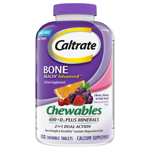 Caltrate Chewables Assorted Flavor Bone Health Advanced Calcium Supplement