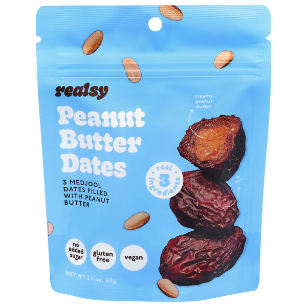 Realsy Gluten Free Peanut Butter Dates - 3 ct
