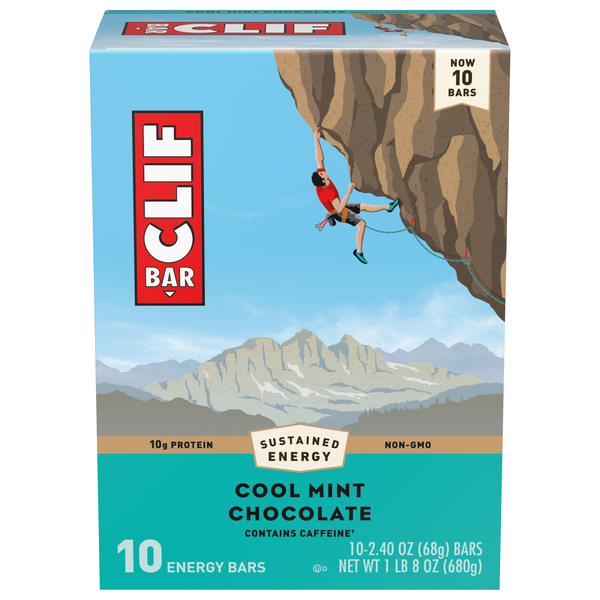 Save on CLIF Cool Mint Chocolate with Caffeine Energy Bars 10 ct
