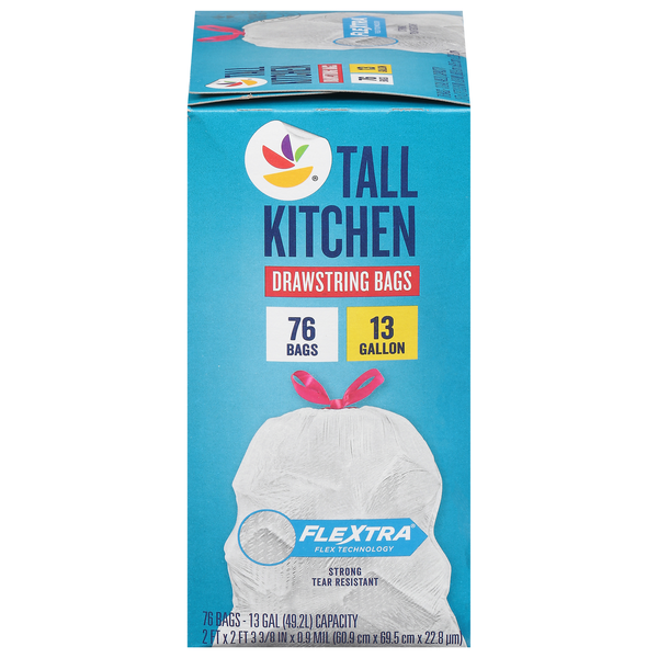 Our Brand Flextra Tall Kitchen Drawstring Bags 13 Gallon