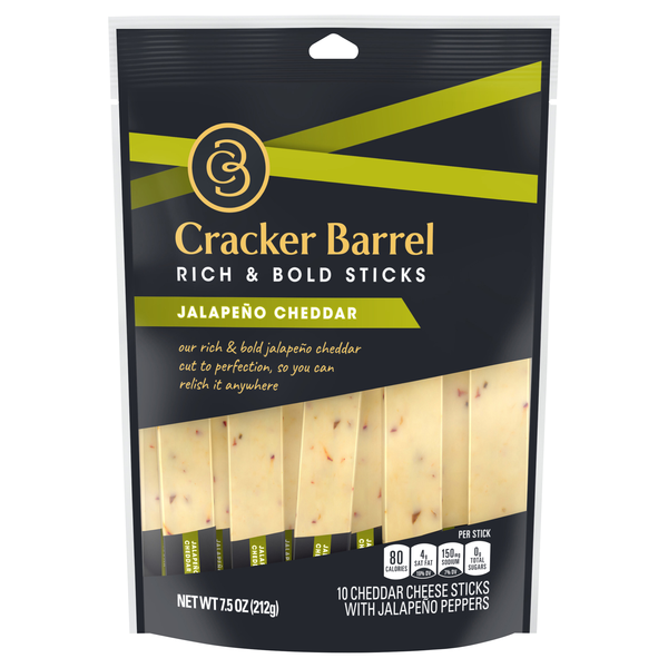 Cracker Barrel White Cheddar with Jalapeno Cheese Sticks - 10 ct