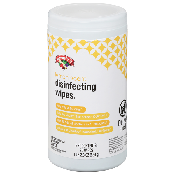 Hannaford Disinfecting Wipes Lemon Scent
