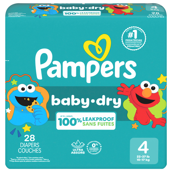 Pampers Baby Dry Size 4 Baby Diapers 22-37 lb