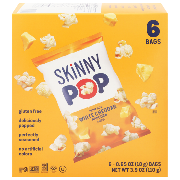 SkinnyPop Gluten & Dairy Free White Cheddar Popcorn - 6 ct