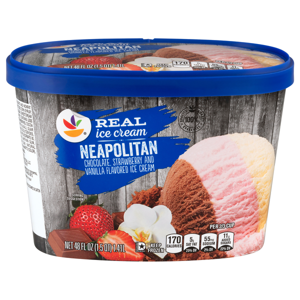 Giant Neapolitan Chocolate Strawberry & Vanilla Real Ice Cream