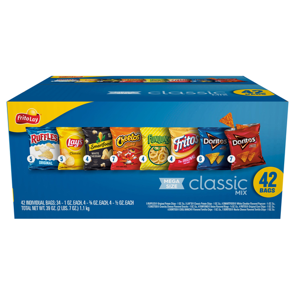Lay's Classic Mix Variety Pack Mega Size - 42 ct