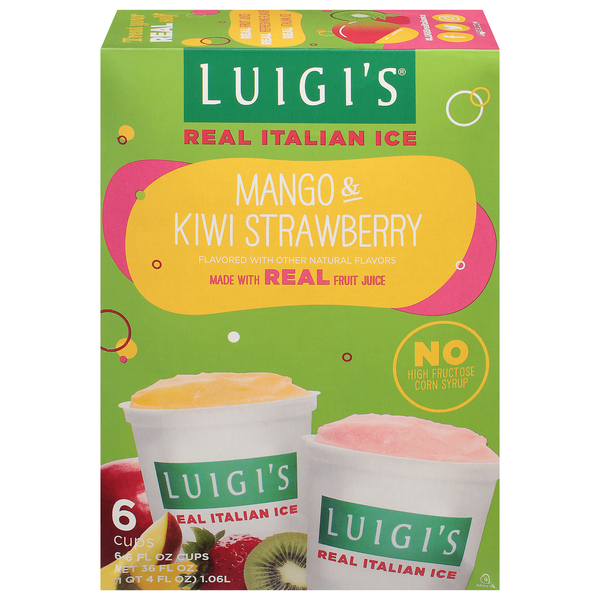 Luigi's Mango & Kiwi Strawberry Real Italian Ice - 6 ct