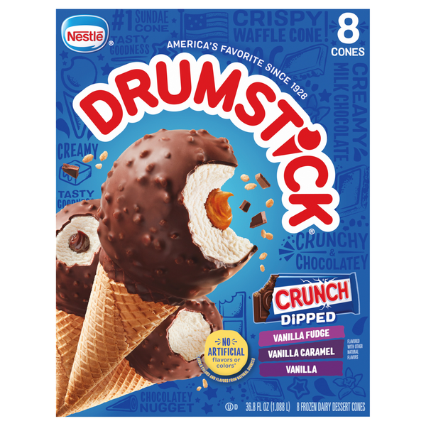 Nestle Drumstick Crunch Dipped Assorted Dairy Dessert Cones - 8 ct