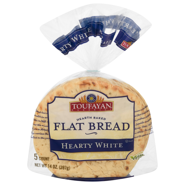 Toufayan Flat Bread Hearth Baked Hearty White - 5 ct