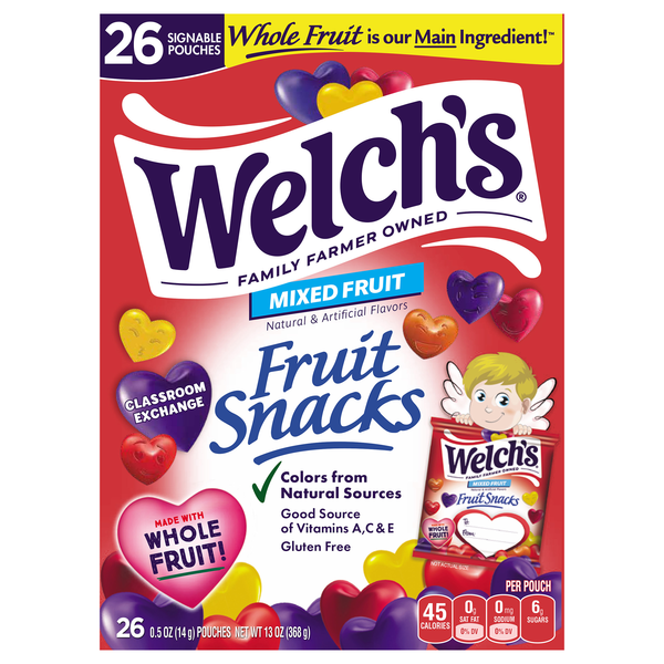 Welch's Valentine's Day Fruit Snacks Mixed Fruit - 26 ct