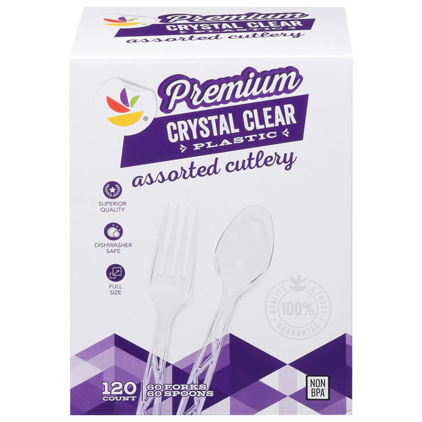 Our Brand Premium Colored Combo Crystal Clear Plastic Cutlery