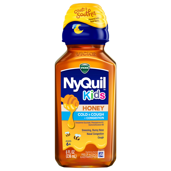Vicks NyQuil Kids Honey Cold & Cough + Congestion Relief Liquid