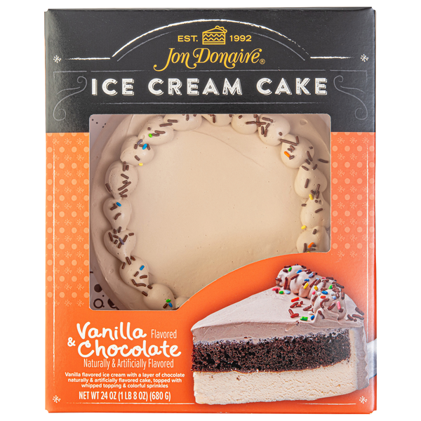 Jon Donaire Vanilla & Chocolate Ice Cream Cake 8 Inch Frozen