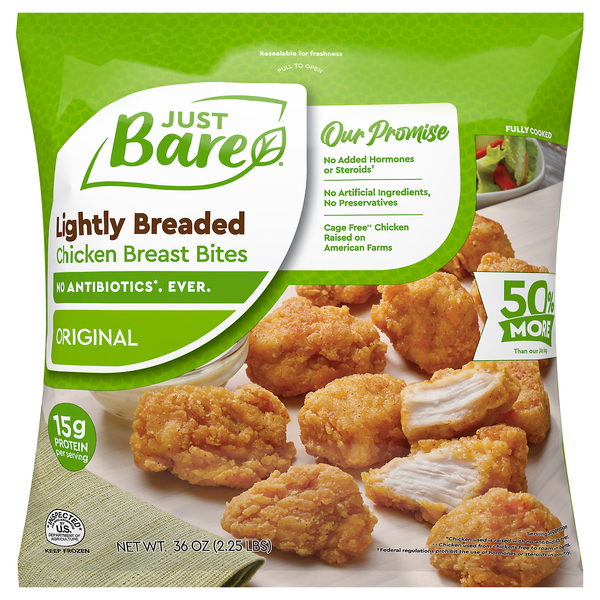 Just BARE Lightly Breaded Chicken Breast Bites Frozen