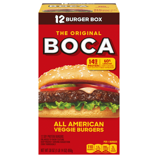 Boca The Original All American Veggie Burgers - 12 ct Frozen