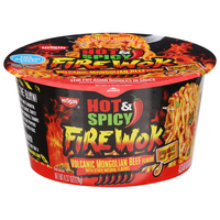 Nissin Hot & Spicy Fire Wok Mongolian Beef Asian Noodles in Sauce Bowl