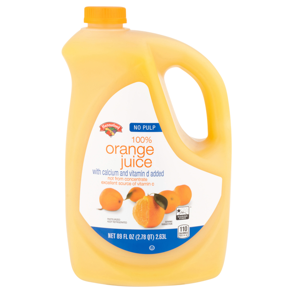 Hannaford No Pulp Calcium & Vitamin D 100% Orange Juice