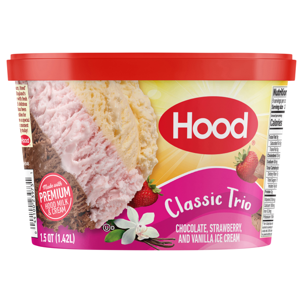 Hood Classic Trio Chocolate Strawberry & Vanilla Ice Cream
