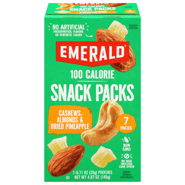 Emerald 100 Calorie Packs Cashew & Almonds with Dried Pineapple - 7 ct