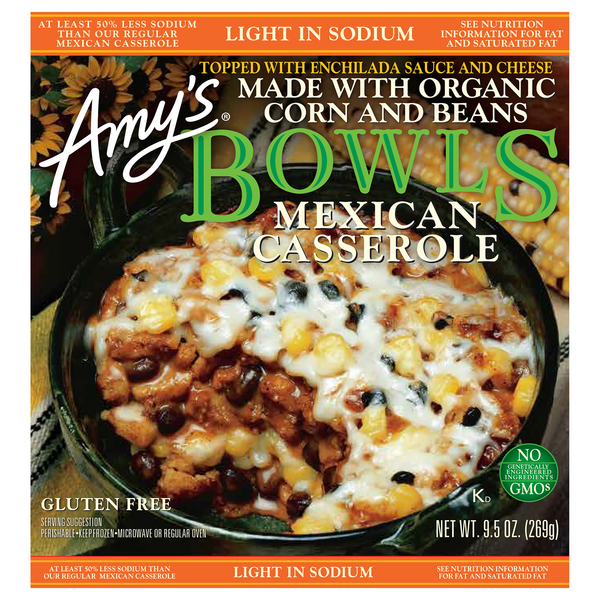 Amy's Bowls Organic Gluten Free Light Sodium Mexican Casserole Frozen Meal