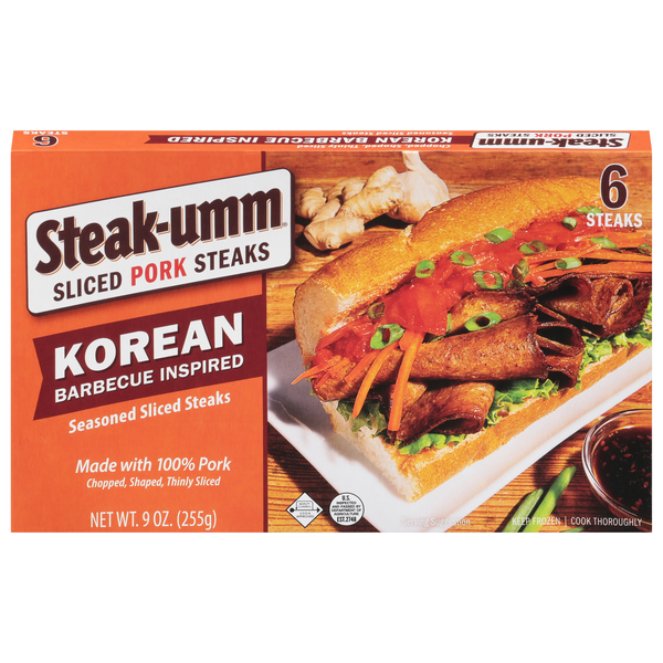 Save on SteakUmm Korean Barbecue Inspired Sliced Pork Steaks 6 ct Order Online Delivery