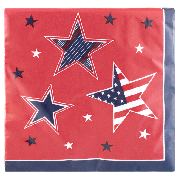Smart Living 2-Ply Patriotic Lunch Napkins Red with Stars