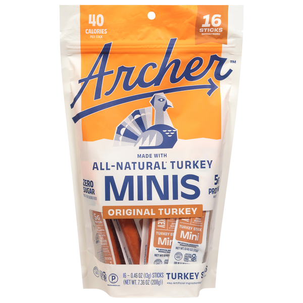 Country Archer Zero Sugar Rosemary 4g Protein Mini Turkey Stick - 16 ct
