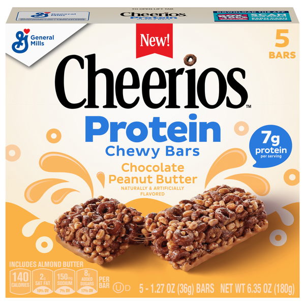 Cheerios Chocolate Peanut Butter 7g Protein Chewy Bars - 5 ct