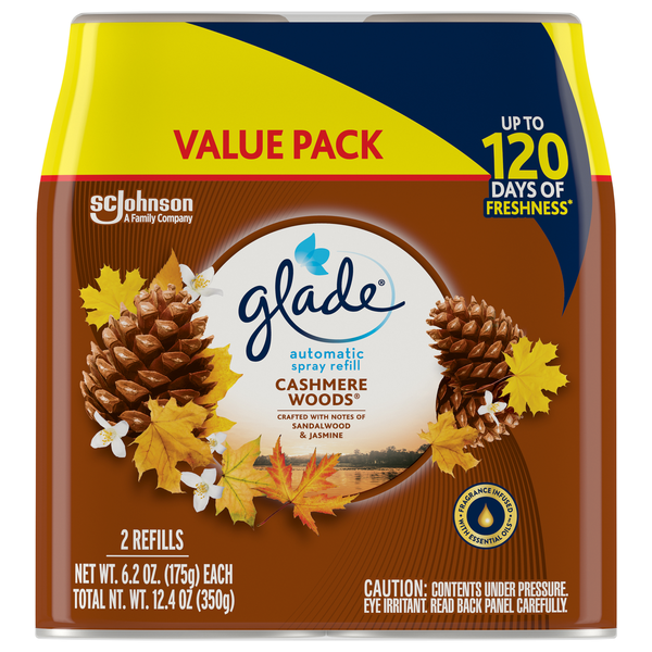 Glade Cashmere Woods Air Freshener Spray Refill - 2 ct