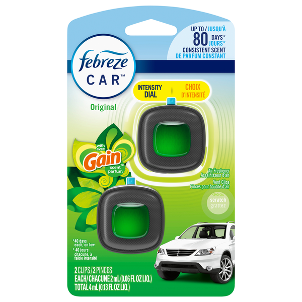 Febreze Car Gain Scent Air Freshener Vent Clips - 2 ct