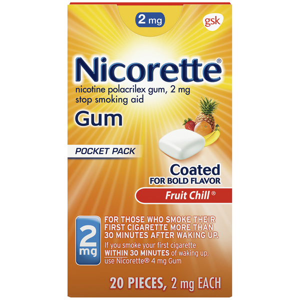 Nicorette Pocket Pack Gum 2 mg Fruit Chill