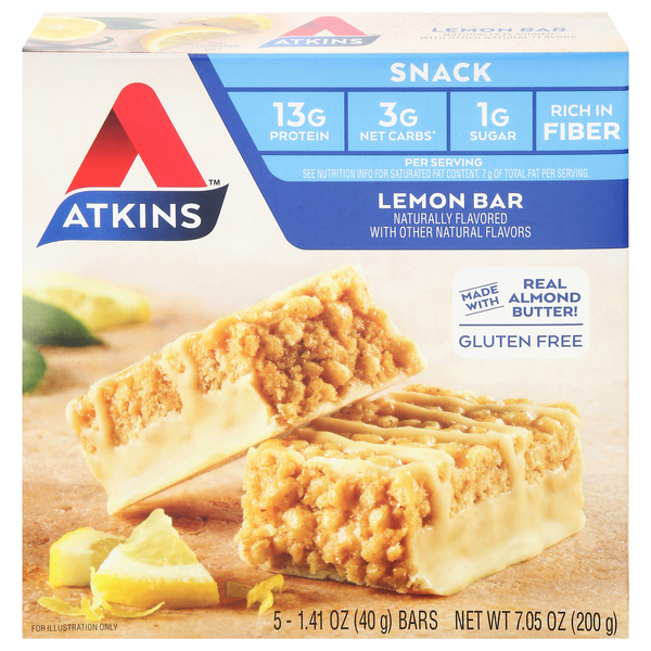 Atkins Snack Lemon Bar Low Carb - 5 ct