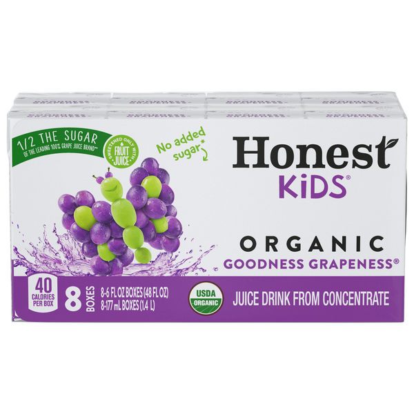 Honest Kids Organic Goodness Grapeness Juice Drink Boxes - 8 pk