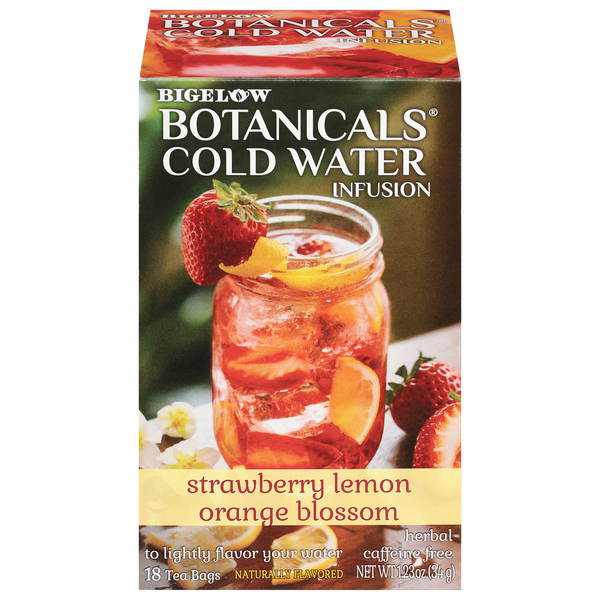 Bigelow Botanicals Cold Water Strawberry Lemon Orange Herbal Tea Bags