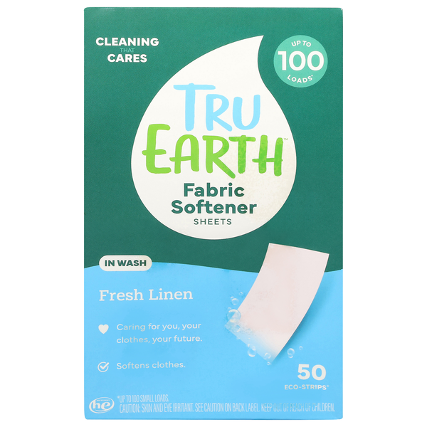 Tru Earth Fresh Linen Scent In Wash Fabric Softener Sheets