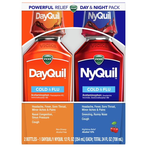 Vicks DayQuil & NyQuil Cold & Flu Relief Liquid - 2 ct