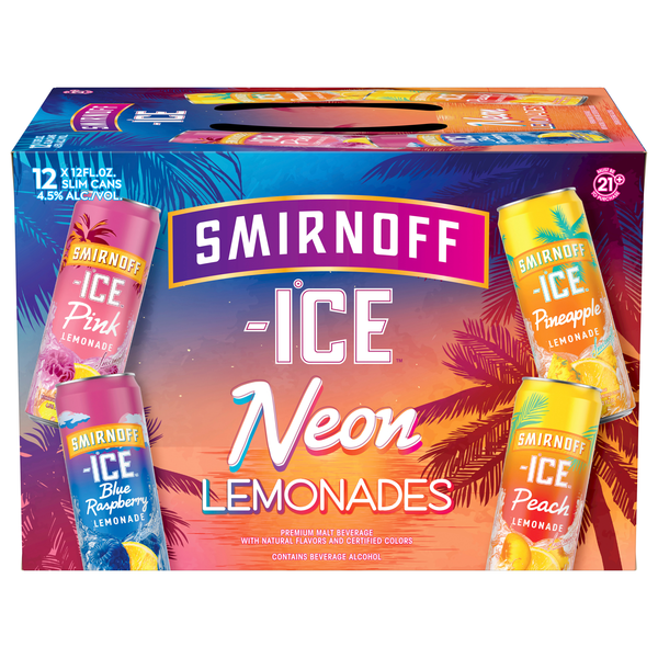 Smirnoff Ice Malt Beverage Neon Lemonades Variety Pack - 12 pk
